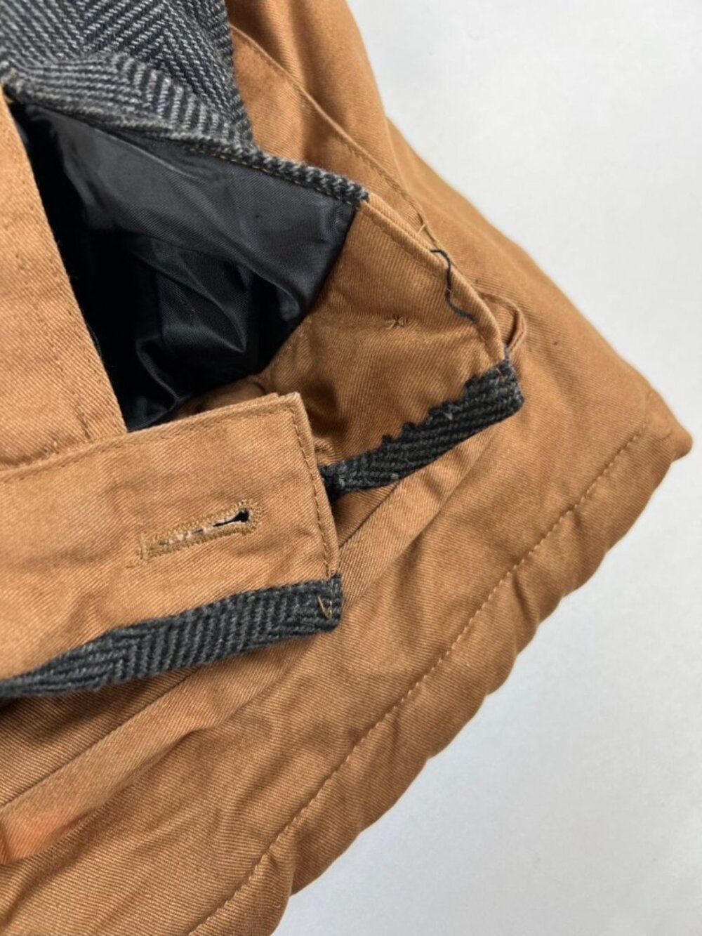 Coogi Men’s 2XL Brown Utility Field Jacket Herringbone Trim Full Zip Heavyweight - Picture 10 of 13